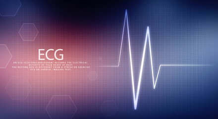 Heart with cardiogram - 2D illustration
