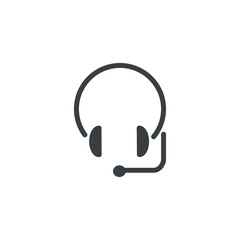 Black and white isolated illustration of headphones icon