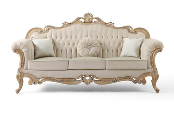 Luxurious classic sofa on a white background . front view