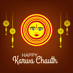 Vector illustration of a Background for indian festival of karwa chauth celebration.