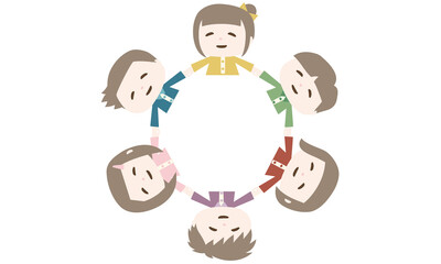 円をつくる子供たち