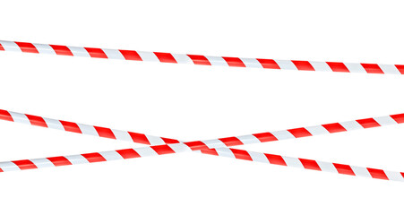 Set of red and white warning tapes. Isolated on white