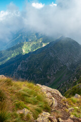 At the top, beautiful wild nature.. High-mountain massif,