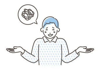 お手上げポーズの男性のイラスト