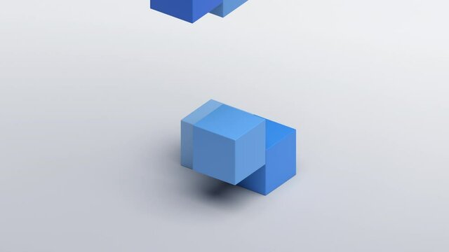 Abstract 3d render, geometric background with blue cubes, modern animation, motion design, 4k seamless looped video