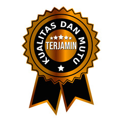 gold ribbon vector badge with the text 