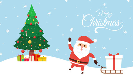 Fototapeta na wymiar Merry Christmas poster. Santa Claus cartoon vector. Santa character design.