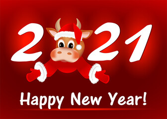 Fototapeta na wymiar Happy new year card in the year of the bull