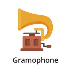 Gramophone flat vector illustration. Single object. Icon for design on white background