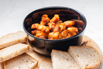 homemade greaves of pork side