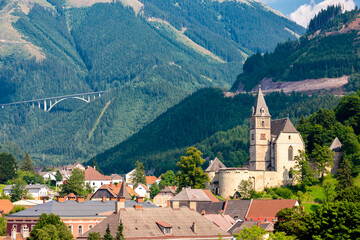 Fototapeta na wymiar Old town Eisenerz near iron mine Erzberk, Styria, Austria