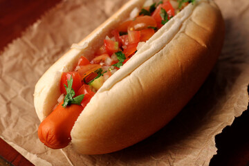  hot dog with vinaigrette sauce