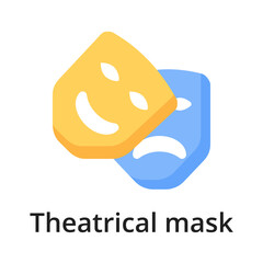 Theatrical mask flat vector illustration. Single object. Icon for design on white background