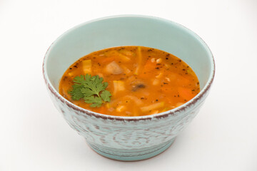 Fresh delicious soup in a beautiful bowl