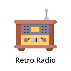 Retro radio flat vector illustration. Single object. Icon for design on white background