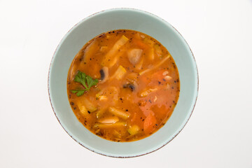 Fresh delicious soup in a beautiful bowl