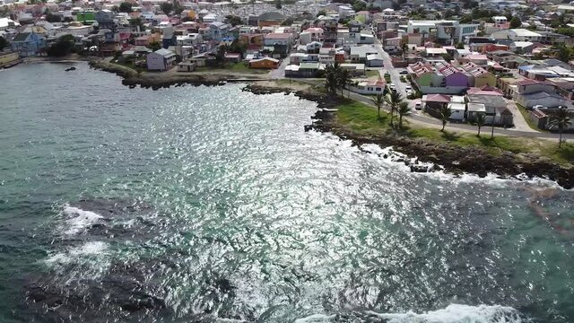 Aerial View | Caribbean Rural Town Le Moule with Cliffs, Region of France