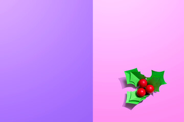 Christmas holly berries - Paper craft - flat lay