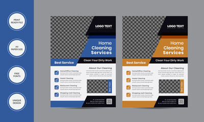 Cleaning Service A4 Flyer Template Cleaning Service Flyer, Poster Vector illustrator eps Editable and Print ready.
