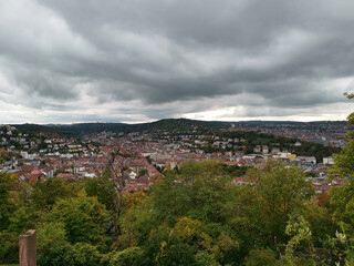 Fototapeta na wymiar Stuttgart view from Eugensplatz over the city valley