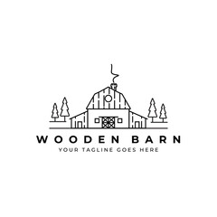 Obraz premium Barn house logo line art landscape vector illustration design
