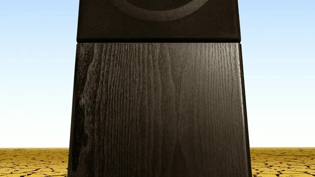 Sound speaker of the music center close-up against the background of an abstract background.