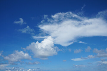 Cumulus and Cirrocumulus clouds  on blue sky background.