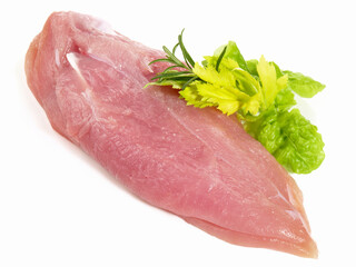 Raw Turkey Breast on white Background - Isolated