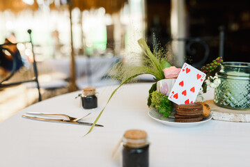 Wedding / Outdoor party table set up decoration. Tea party / Alice in Wonderland concept...