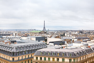 Paris rooftops panoramic view . France Capital Citiscape with  Eiffel Tower