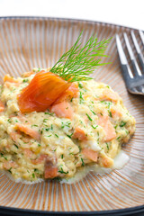 scrambled eggs with smoked salmon