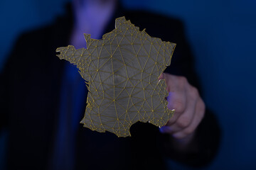modern france map of the country 3d