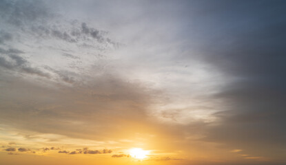 Abstract amazing Scene of stuning Colorful sunset with Moving clouds background in nature and travel concept, wide angle shot Panorama shot.