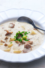 creamy potato soup with mushrooms