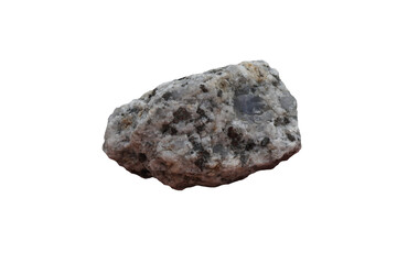 raw specimen of granite igneous rock isolated on a white background. 