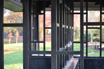 Japanese style shelter in park