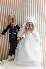 Dog toys Bride and groom hold hands