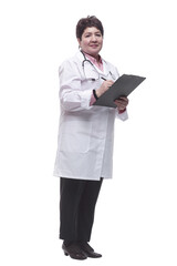 in full growth. smiling therapist with a clipboard