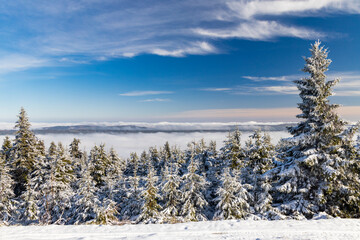 Fototapeta na wymiar Orlicke Mountains in winter, Czech Republic