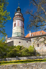 Obraz premium View of the castle from the first courtyard in Czech Krumlov, Southern Bohemia, Czech Republic