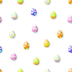 Abstract Seamless Pattern Happy Easter Eggs Background Vector Design Style
