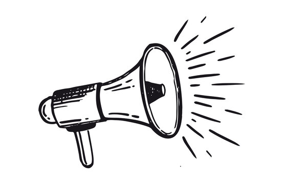 Hand drawn loudspeaker icon. Monetization ads icon. 