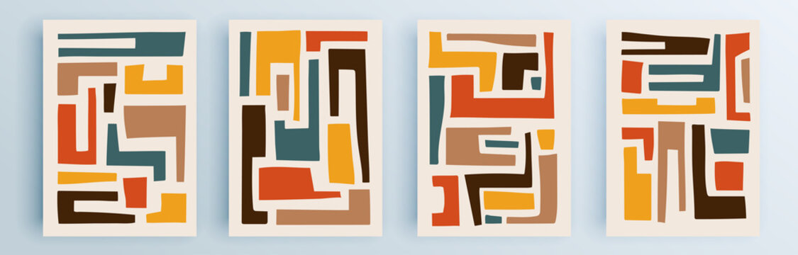 Modern abstract covers set, minimal covers design. Colorful geometric background, vector illustration.