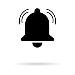 Fototapeta premium Bell alert icon isolated on white background, black alarm vector illustration symbol, ring web signal