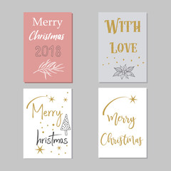 Set of Christmas and New Year cards with symbols of the holiday.