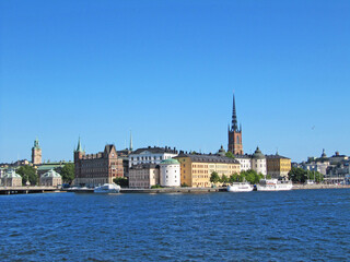 Fototapeta na wymiar European town over the sea, Gamla Stan, Stockholm, Sweden
