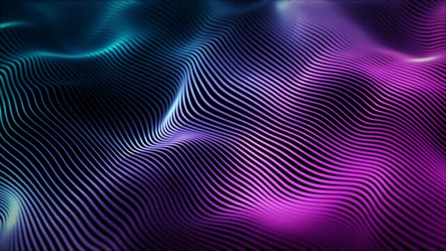 Abstract digital particle wave and lights background , Digital particle cyber or technology background, Animation of seamless loop.