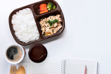 Food Delivery service: Express delivery concept for business ready meal food at home. Online order food form mobile on touch screen application for lifestyle in city.