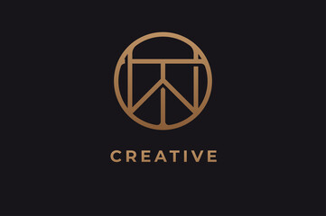 Abstract initial letter T and W logo,usable for branding and business logos, Flat Logo Design Template, vector illustration