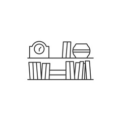 Bookshelf icon isolated on white background. Home decoration symbol modern, simple, vector, icon for website design, mobile app, ui. Vector Illustration